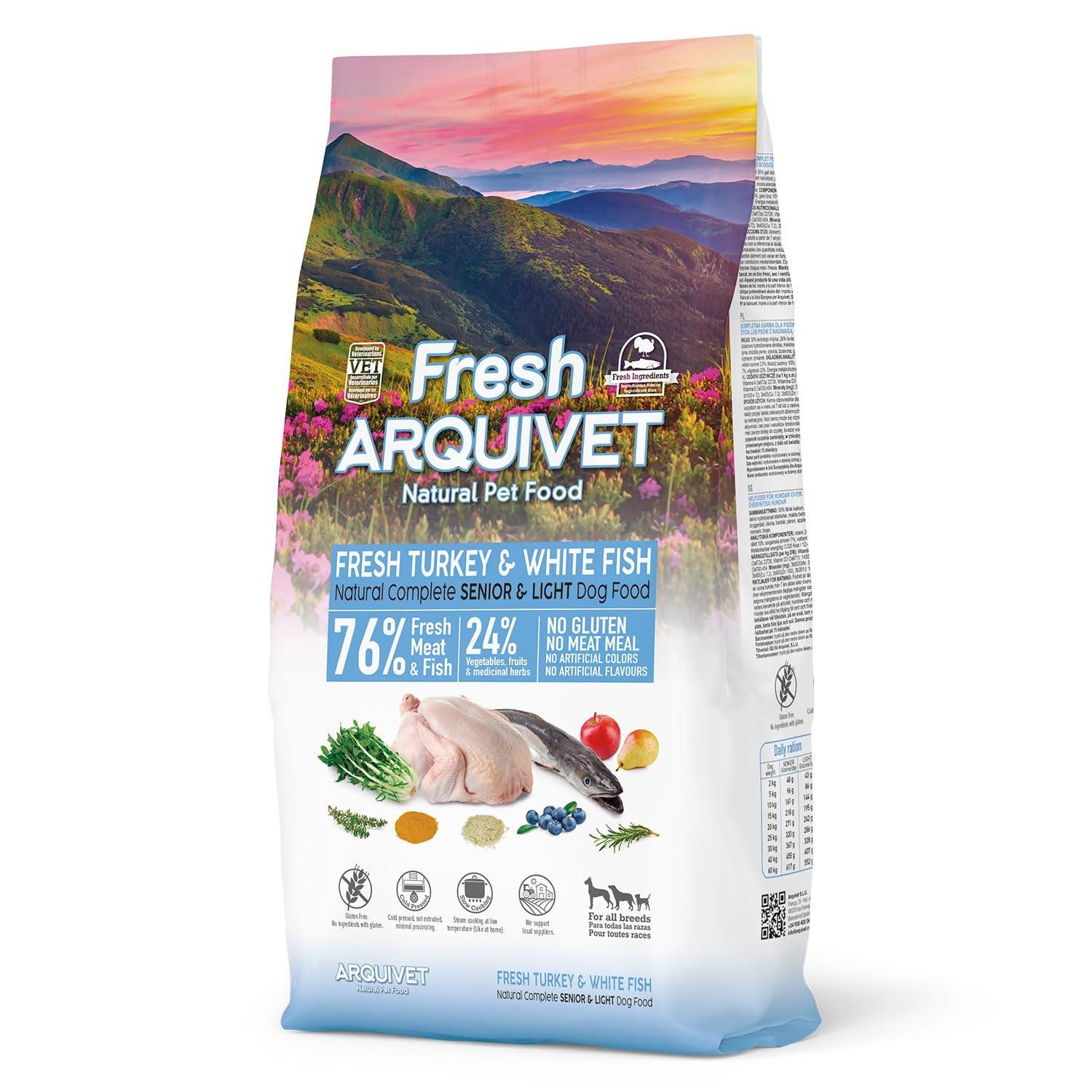 ARQUIVET Fresh Senior & Light Kalkun og fisk - semi-fugtigt hundefoder - 10 kg Hundeudstyr 8435117893986