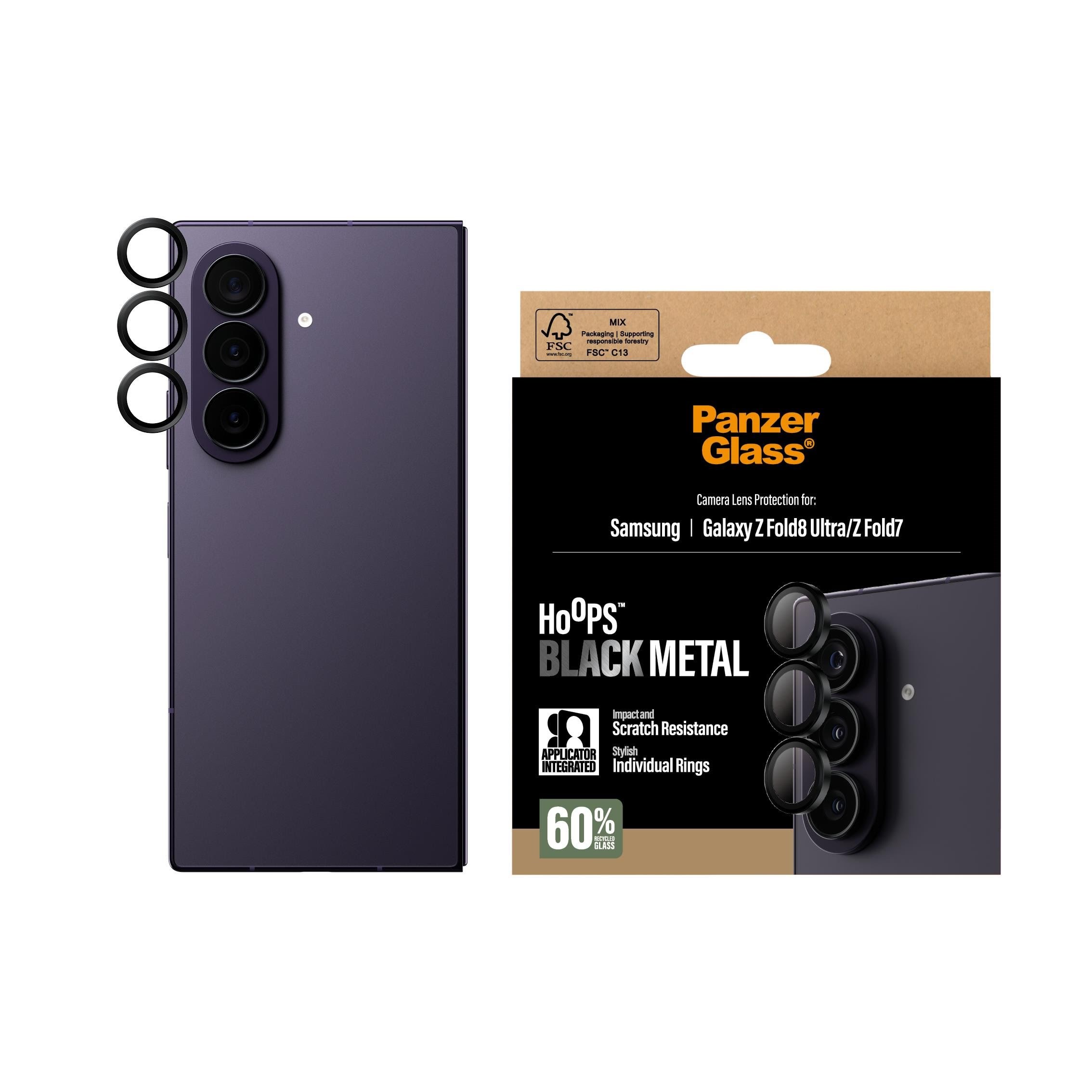 PanzerGlass Hoops Camera Lens Protector Black Samsung Galaxy Z Fold8 Ultra | Z Fold7 Mobil Tilbehør PG85008