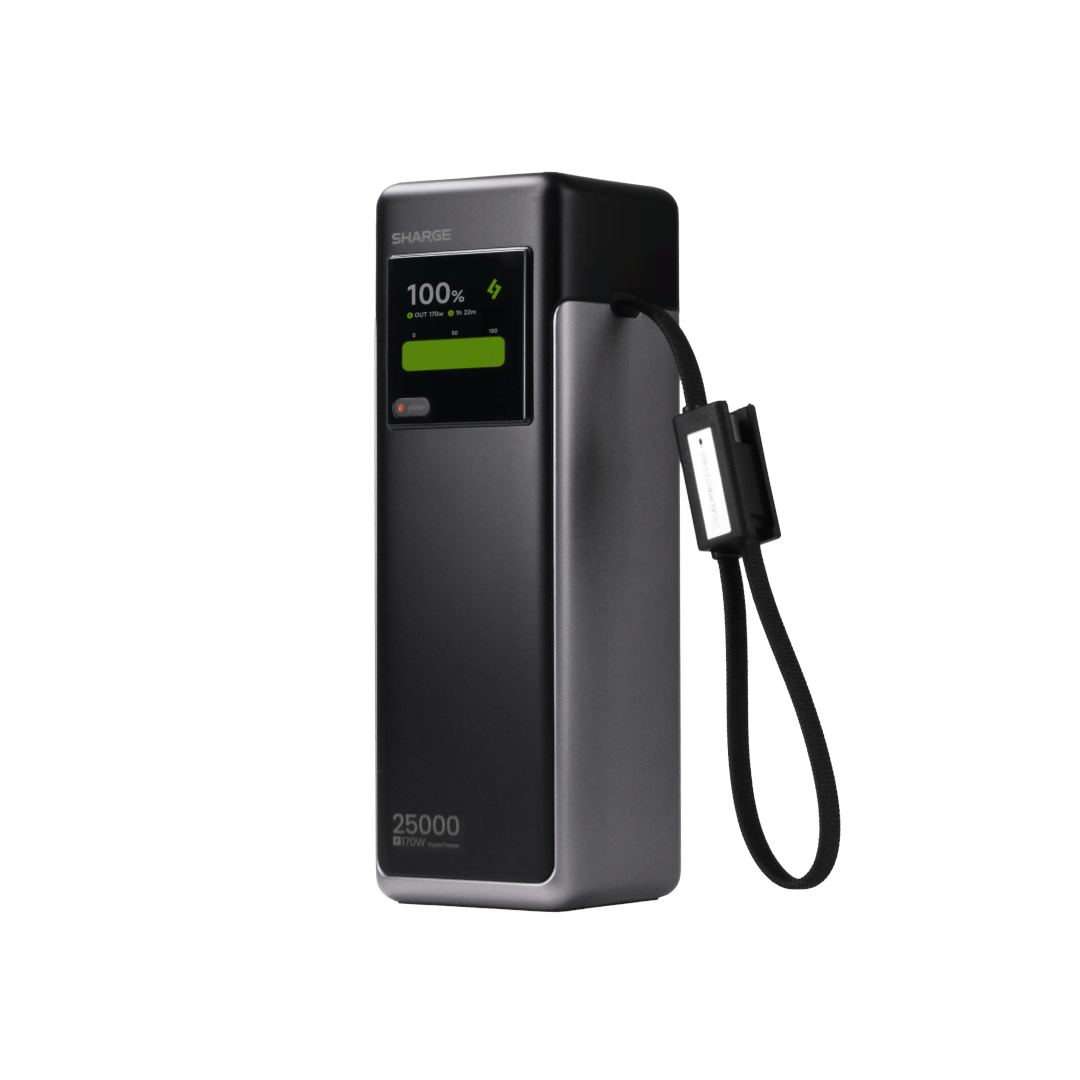 SHARGE HyperTower Powerbank 170 - 170W - Black - 25000 mAh Powerbank Sort YDD-SG-170-YDCC-HEI