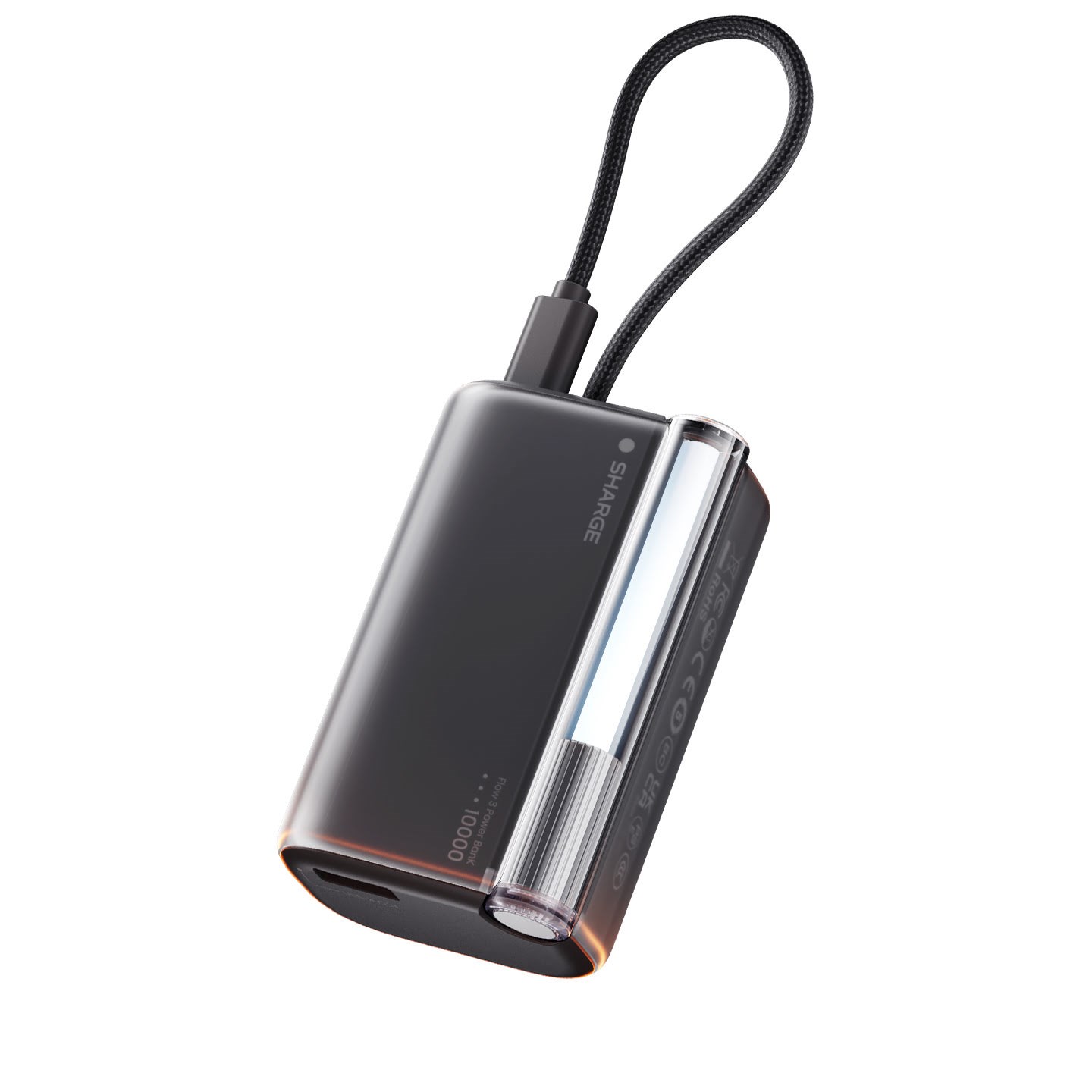 SHARGE Flow3 Powerbank - Black - 10000 mAh Powerbank Sort YDD-SG-SX3-HEI