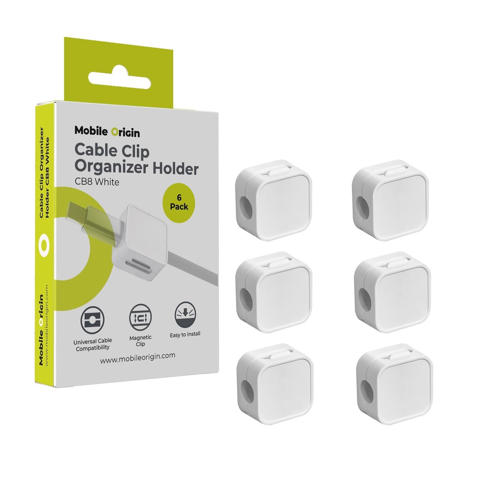 Mobile Origin Cable Cord Organizer Holder CB8 - White Kabel Organisering Hvid MO-CM-CB8-WHT