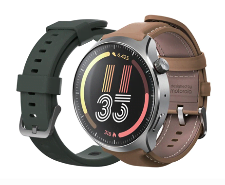 Motorola moto watch ultra - Liquid Luster (PANTONE Mountain View Silicone strap + PANTONE Nuthatch Leather strap)