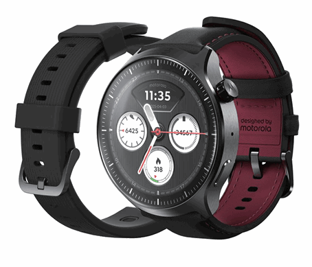 Motorola moto watch ultra - Gun Metal (PANTONE Black Beauty Silicone strap + PANTONE Black Beauty Leather strap) Smartwatch Sort PBCX0000SE