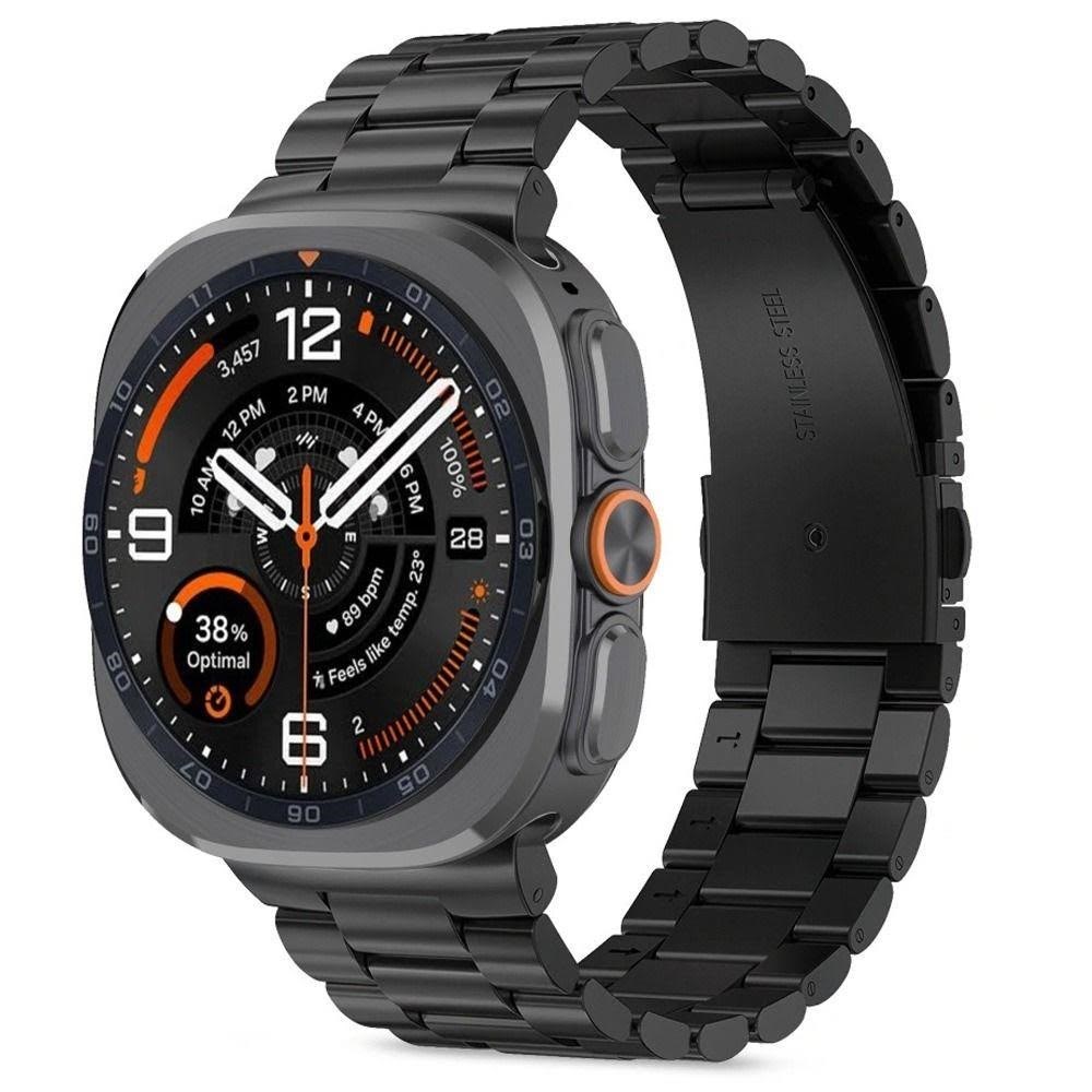Tech-Protect Stainless Steel Bracelet for Samsung Galaxy Watch Ultra/Ultra2/Ultra2 47mm - Black Smartwatch Tilbehør 5906302324651