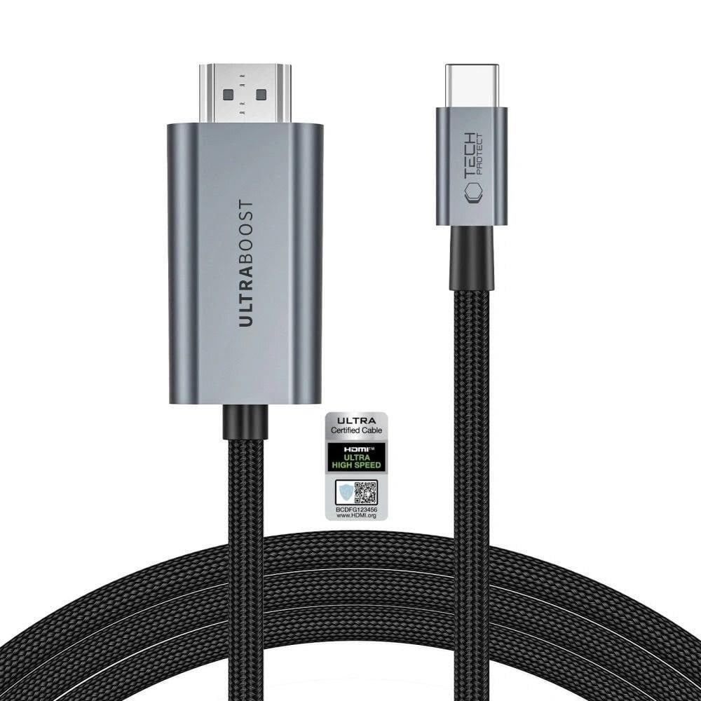 Tech-Protect UltraBoost USB-C to HDMI 2.1 Cable 200 cm 8K 60HZ - Gray Usb Kabel 5906302323920