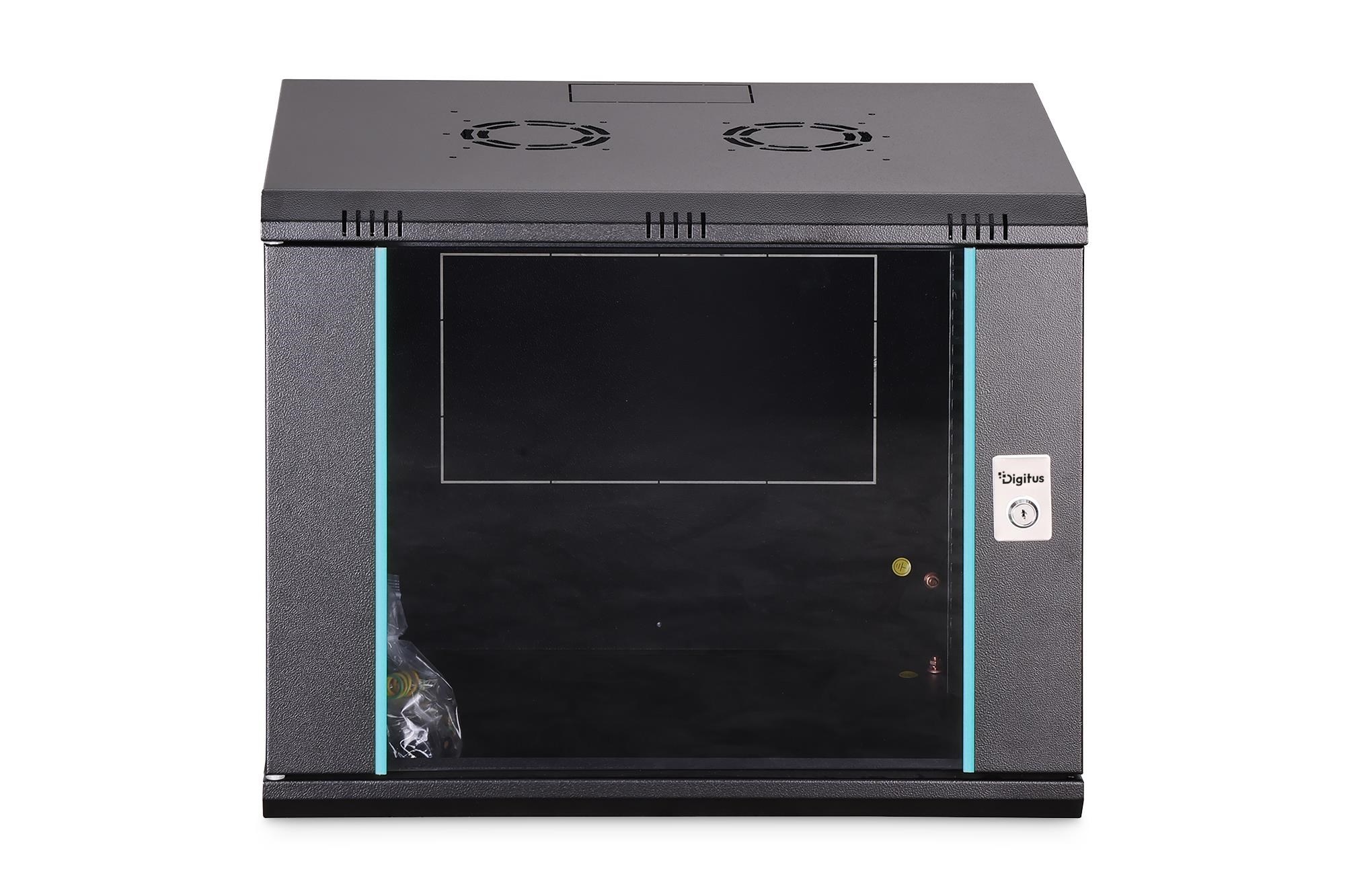DIGITUS DN-37105 - 9U Wall-Mounted Cabinet | 600x450mm | Glass Door | Unmounted