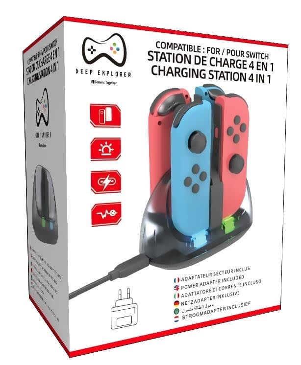 Deep Explorer 4-in-1 Joy-Con Charging Station - Oplader - Nintendo Switch