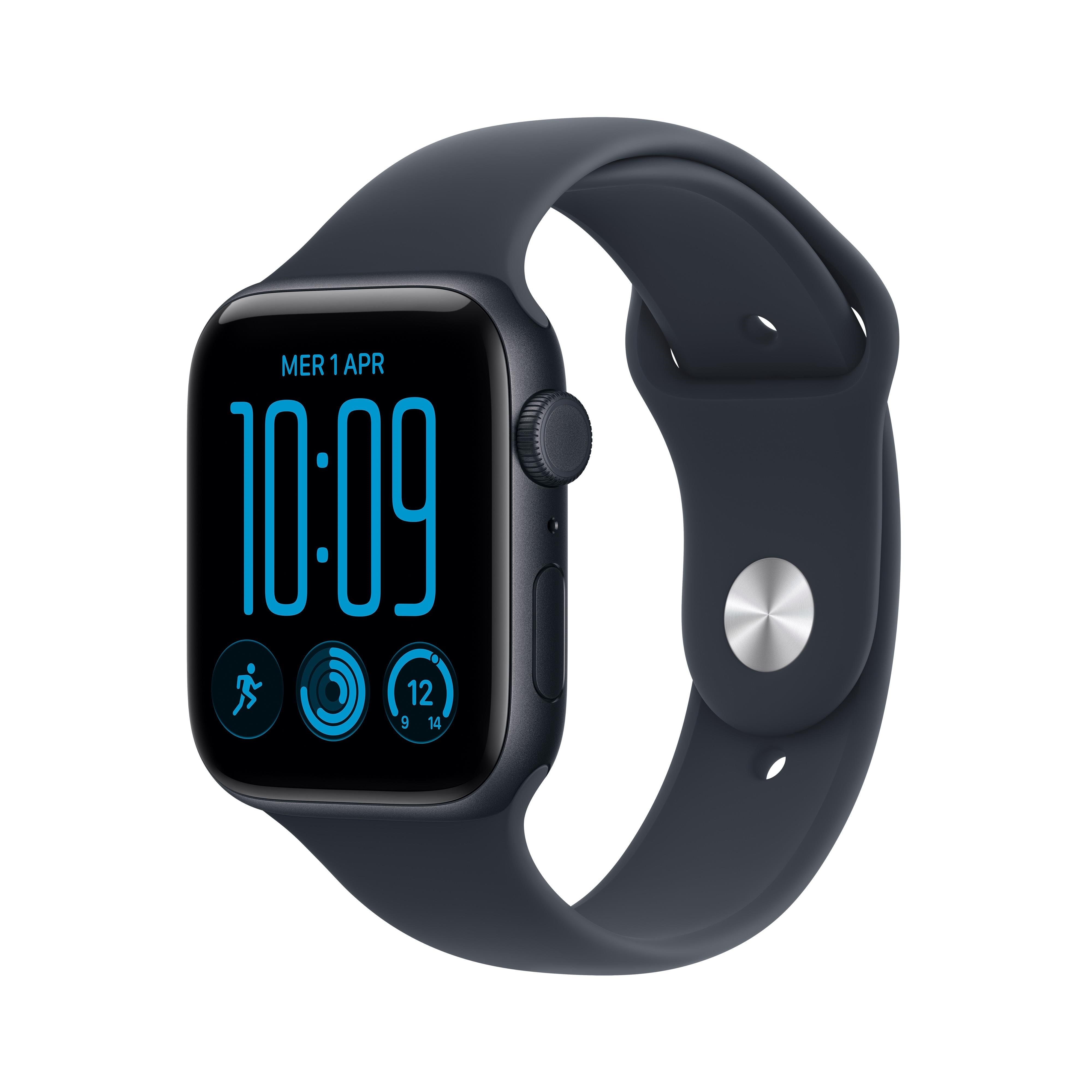 Apple Watch SE 3 GPS + Cellular 44mm Midnight Aluminium Case with Navy Blue Sport Band - M/L