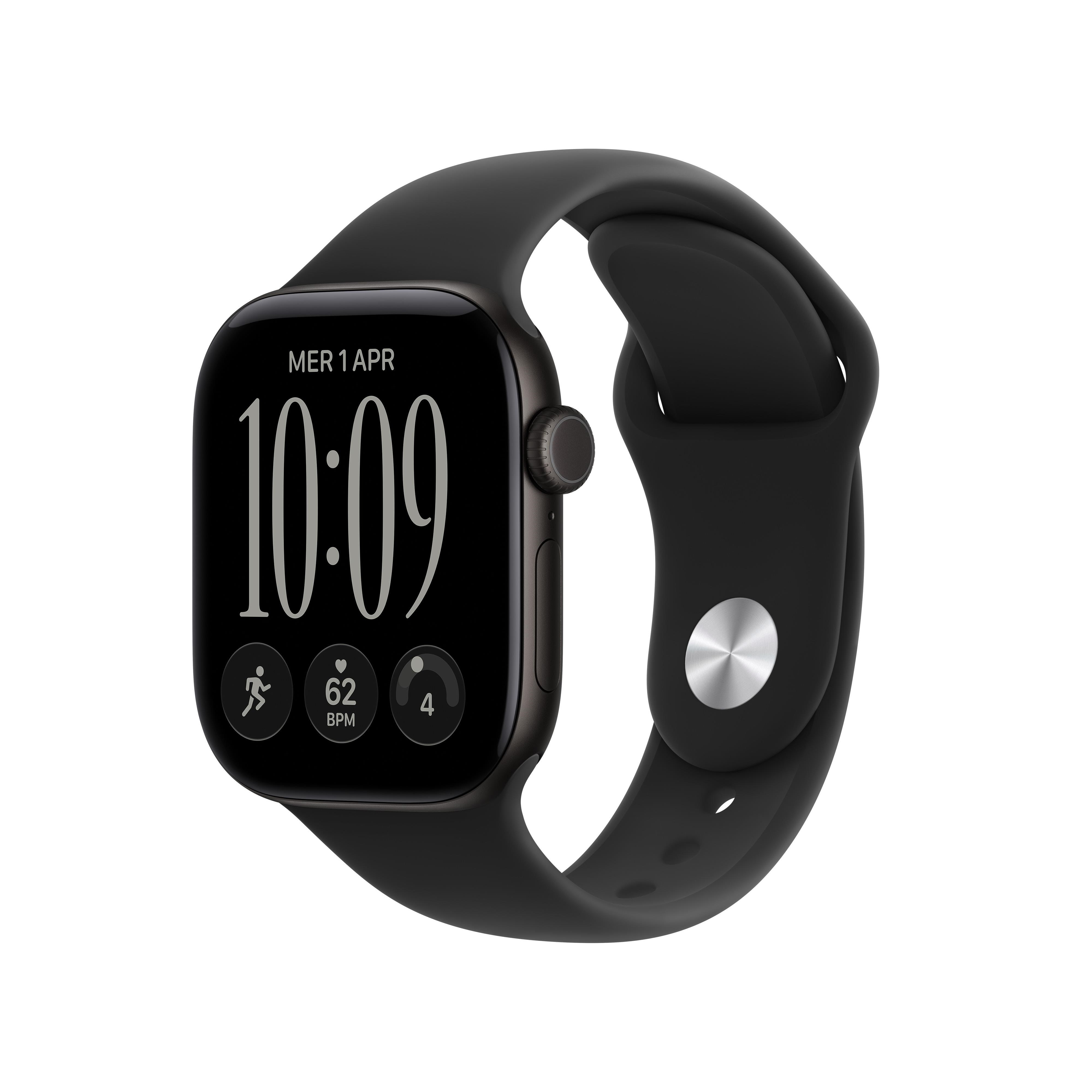 Apple Watch Series 12 GPS 42mm Black Aluminium Case with Black Sport Band - S/M Smartwatch Sort MJEA4QN/A