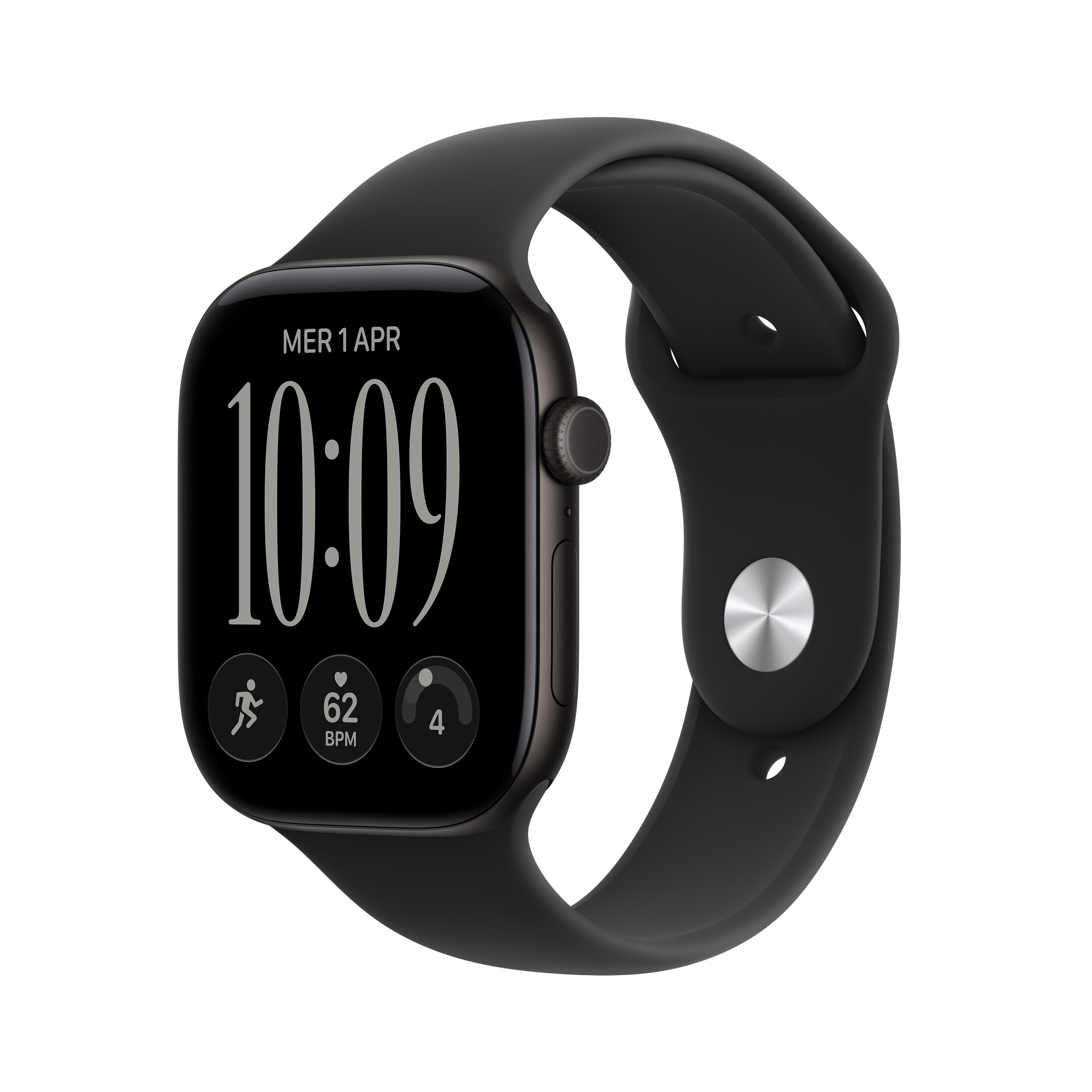 Apple Watch Series 12 GPS 46mm Black Aluminium Case with Black Sport Band - S/M Smartwatch Sort MJEK4QN/A