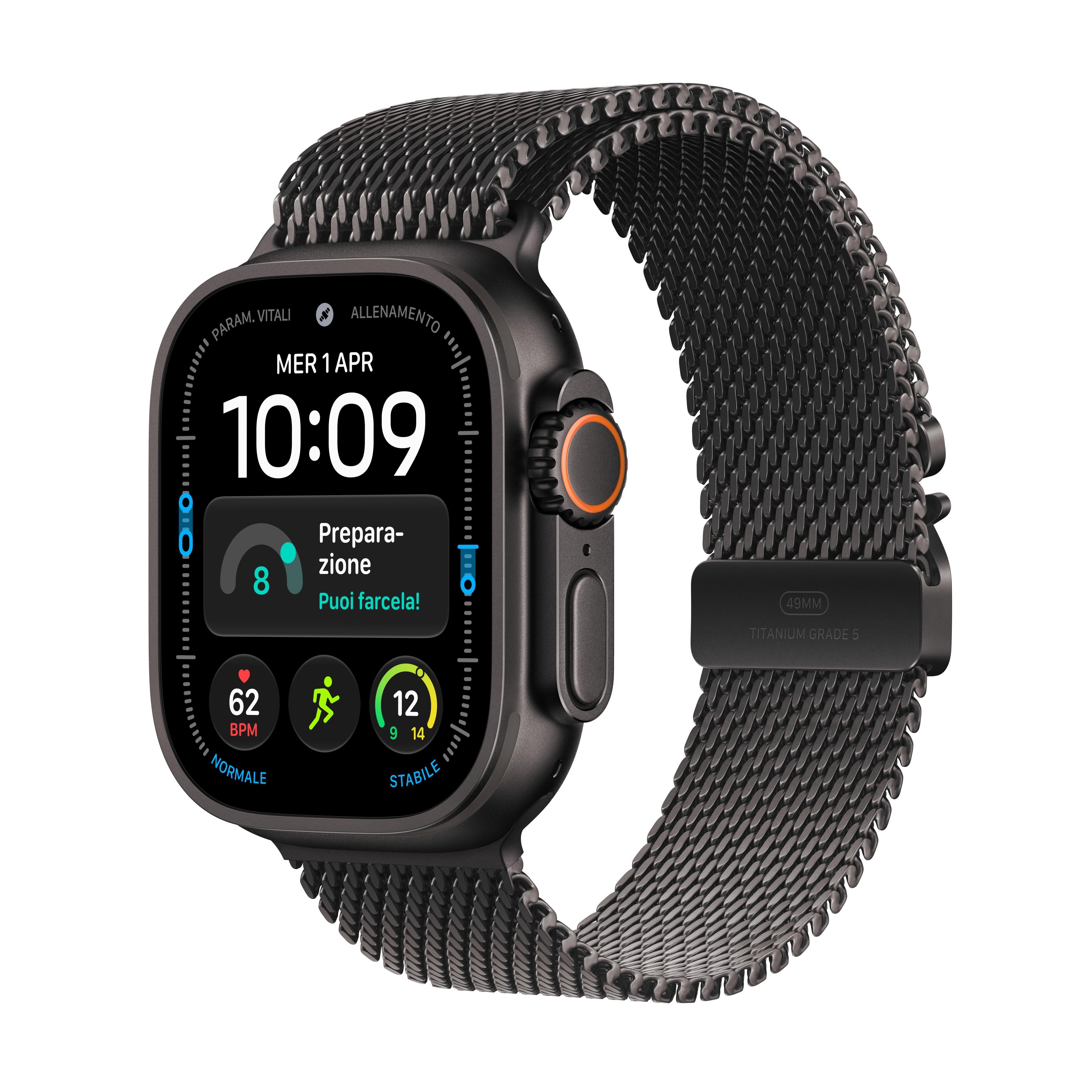 Apple Watch Ultra 4 GPS + Cellular 49mm Black Titanium Case with Black Titanium Milanese Loop - L