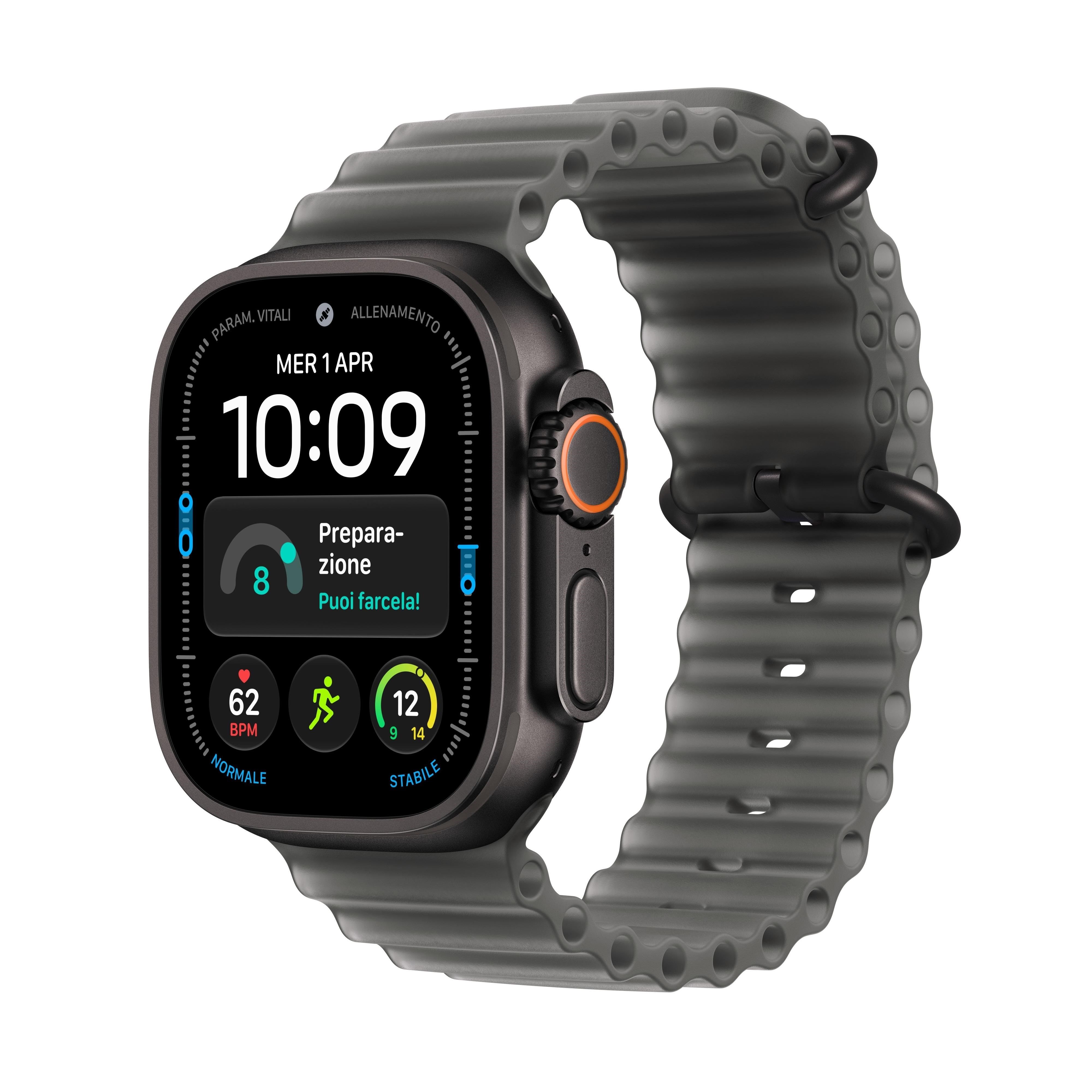 Apple Watch Ultra 4 GPS + Cellular 49mm Black Titanium Case with Translucent Black Ocean Band Smartwatch Sort MJAY4DH/A