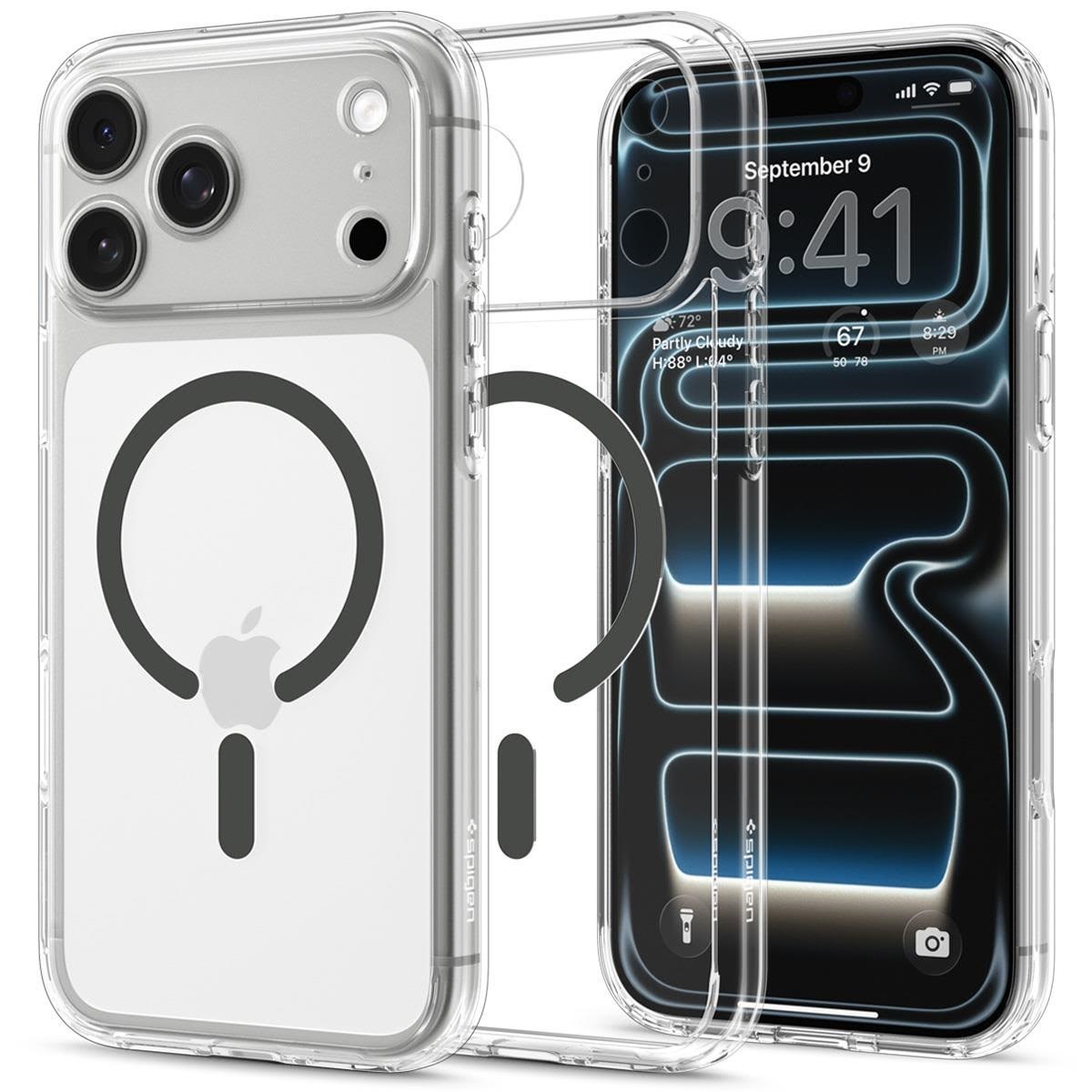 Spigen Ultra Hybrid MagSafe - clear graphite - iPhone 18 Pro/17 Pro Mobilcover ACS12156