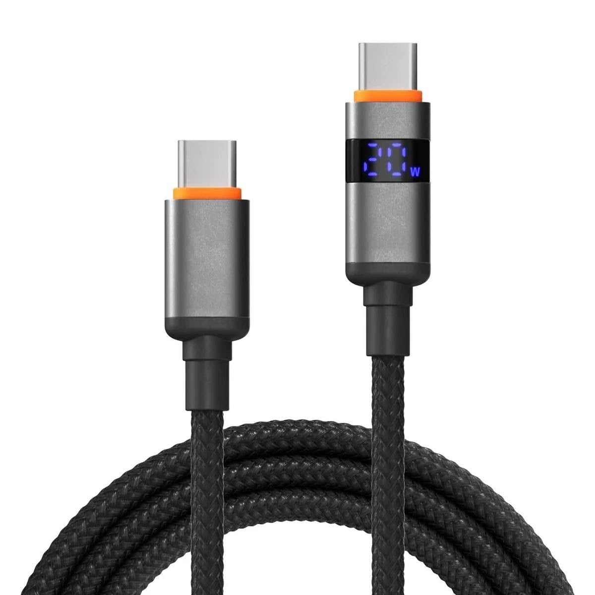 X2O Longlife LED Display 100W USB-C/C cable 1.5M - Black Usb Kabel USB C-C LED 5A100W CABLE 1.5M
