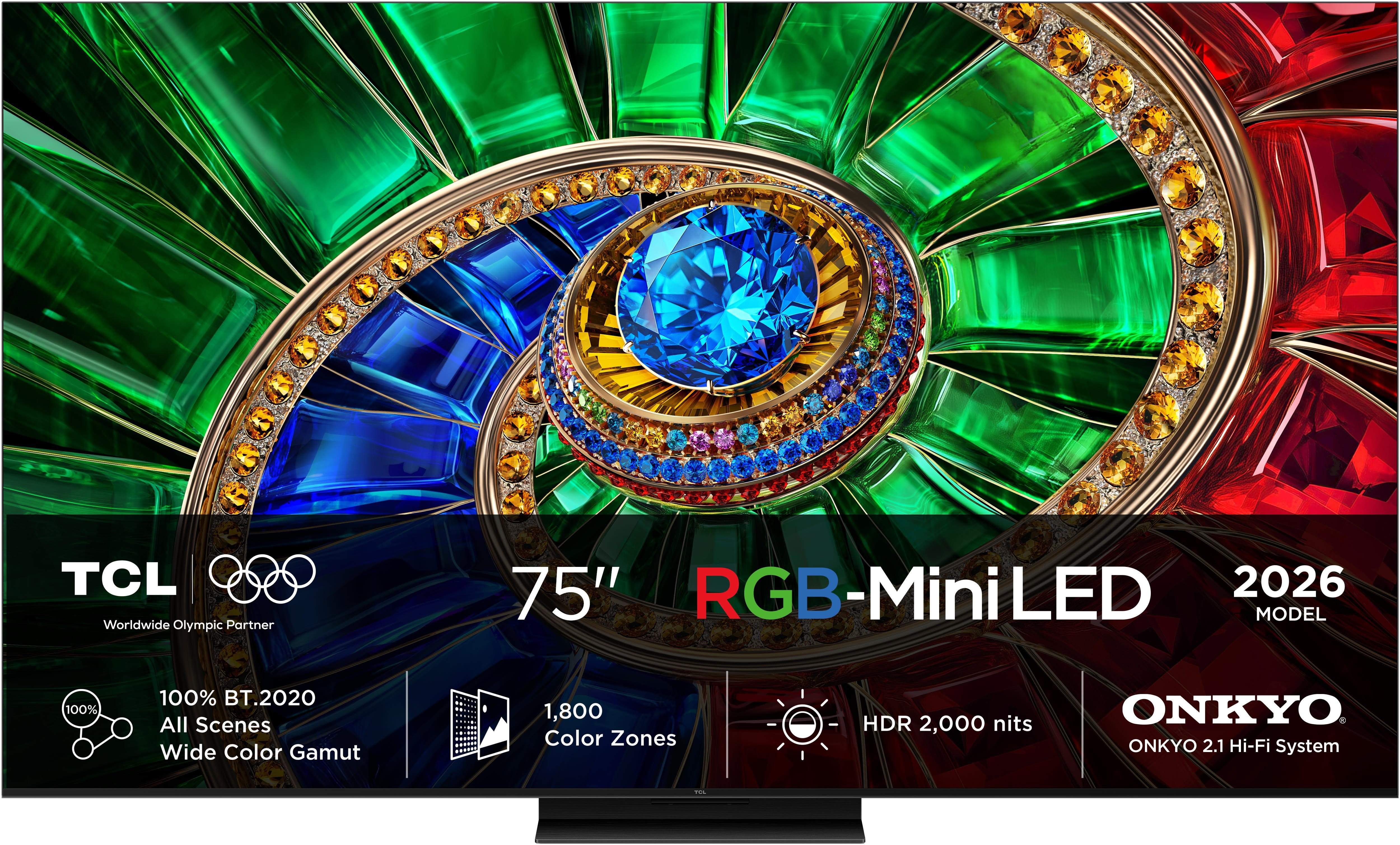 TCL 75" Fladskærms TV Mini LED 4K Dolby Vision 75RM7L Fjernsyn Sort
