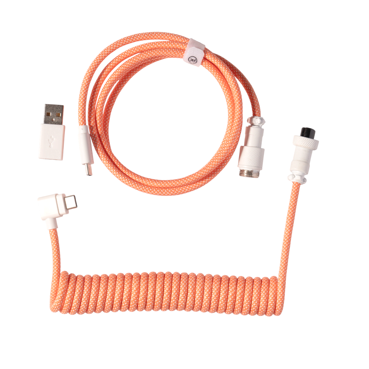 Keychron Spiralformet Aviator USB 8K kabel med vinklet stik (Pink Orange) - Tastaturkabel - Pink