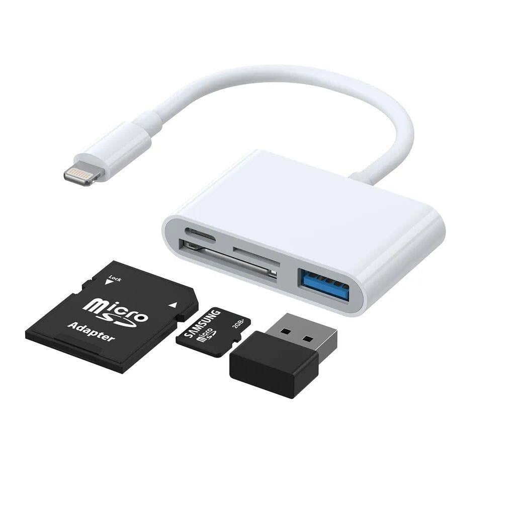 SiGN 4-in-1 Lightning to USB-A - SD/TF - Lightning - White USB hub Usb Hub SN-H142