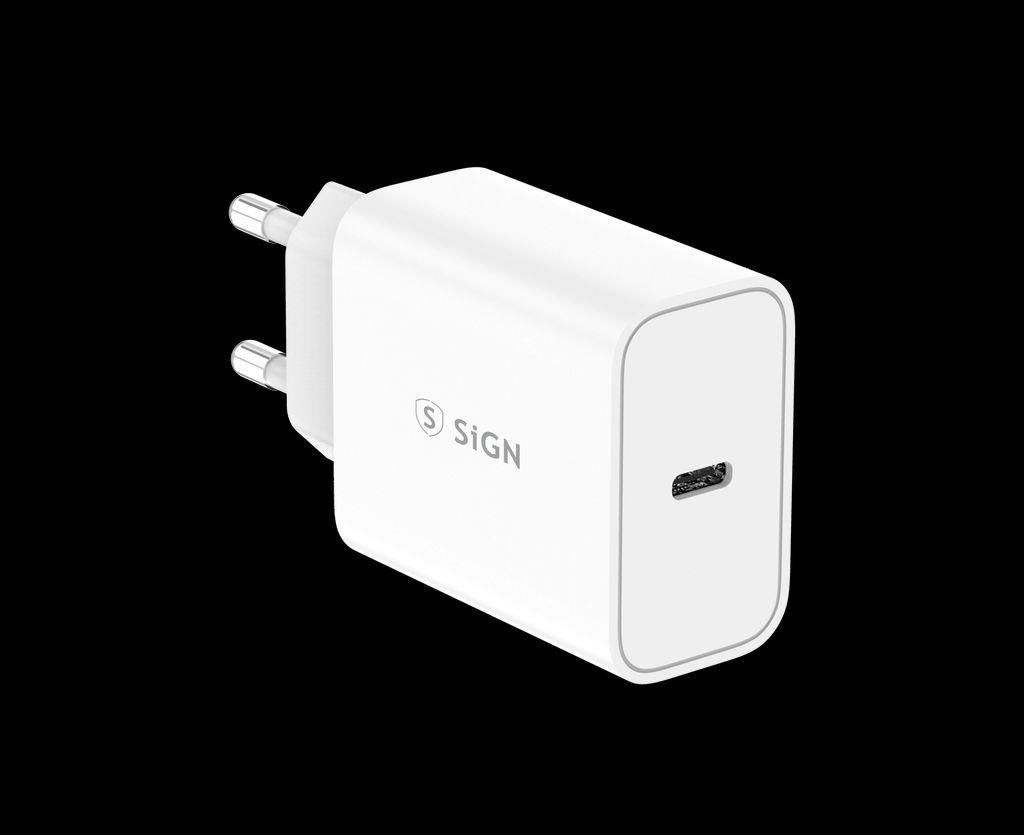 SiGN 45W Charger - USB-C PD - Fast Charging - MacBook Air - iPhone etc. - White Mobil Oplader SN-GAN45W