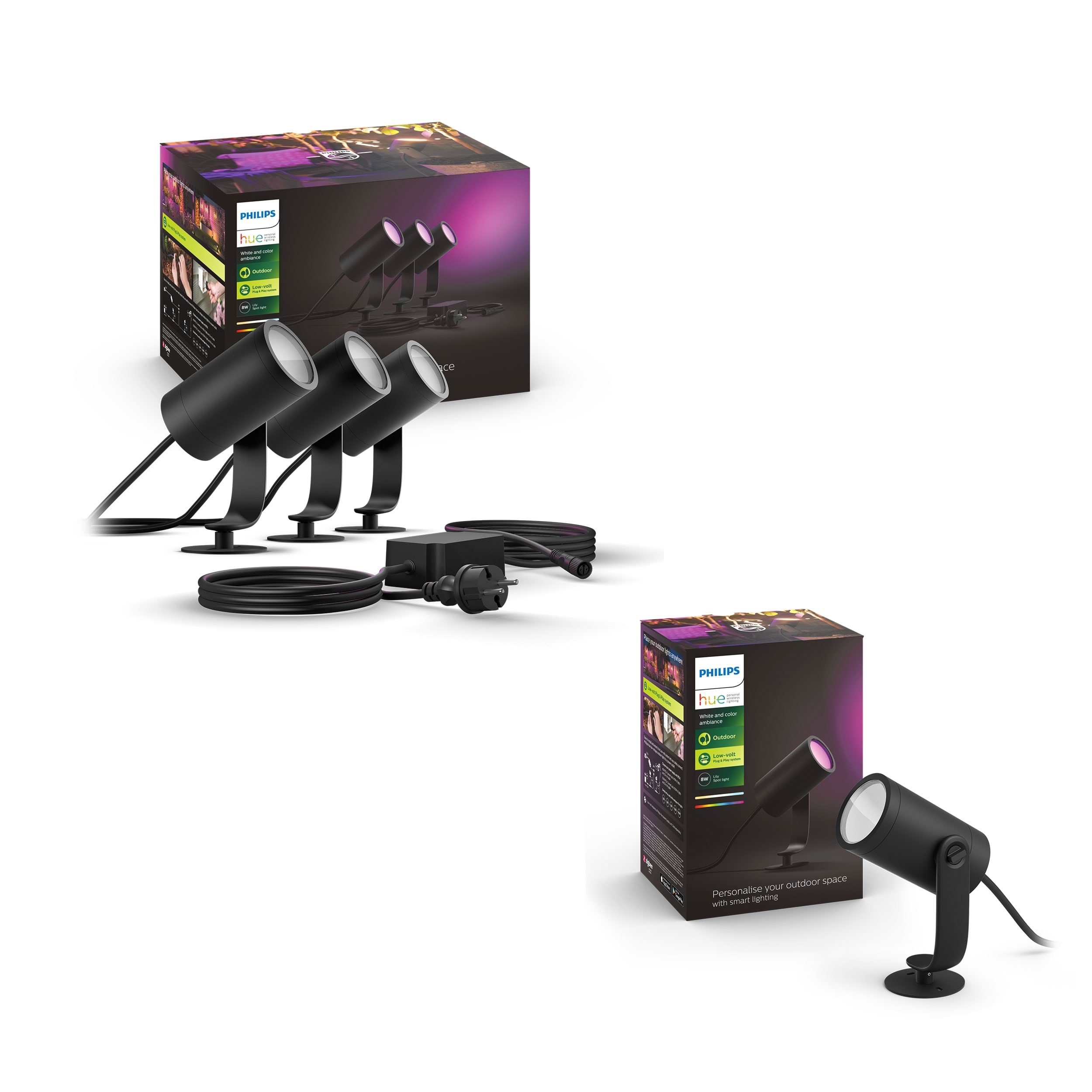 Philips Hue Outdoor Lily Spike Spots - Base Kit + Udvidelsesspot Smart Home HUELILYPACK