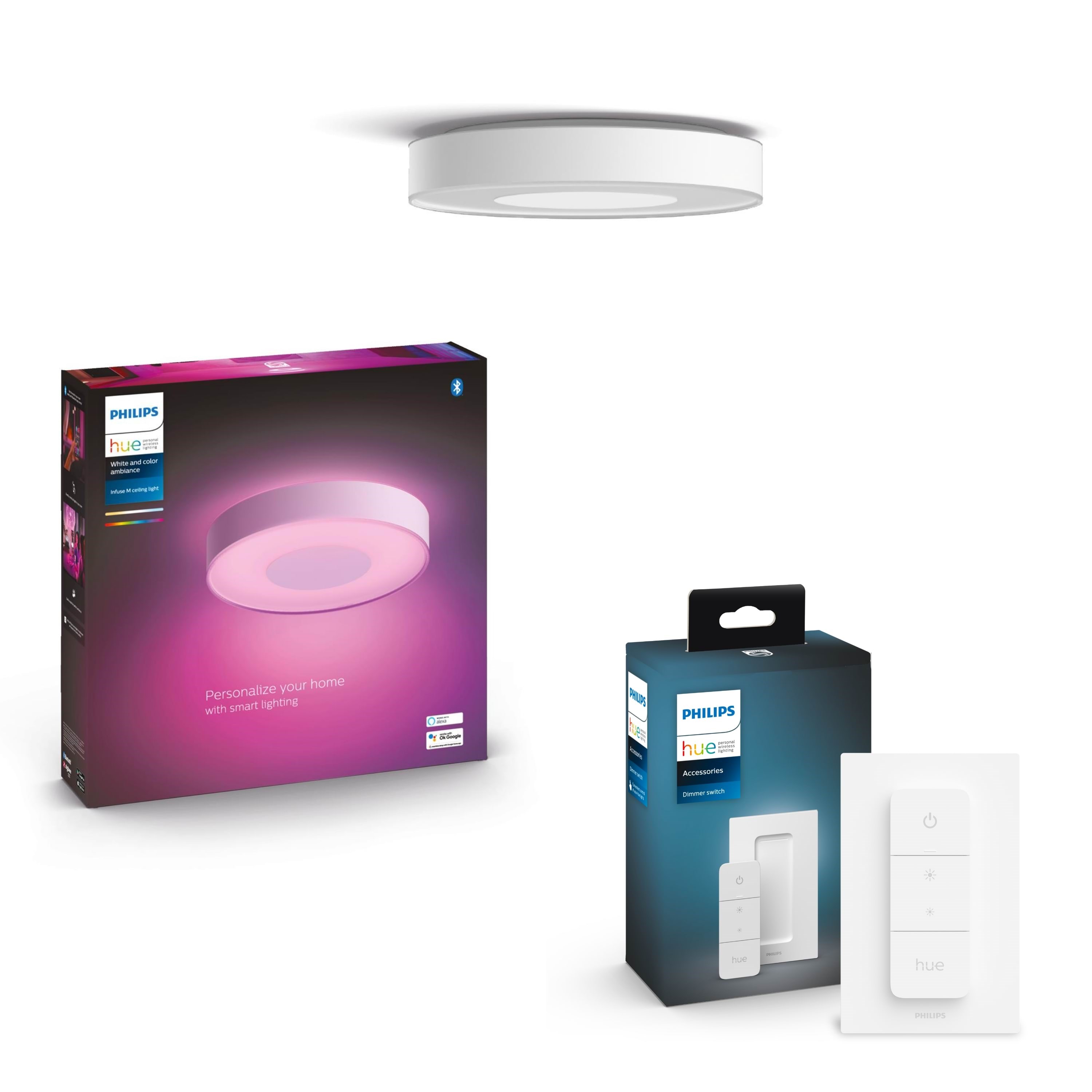 Philips Hue Infuse Medium Loftlampe Hvid + Dimmer Switch V2 Smart Home 8500865