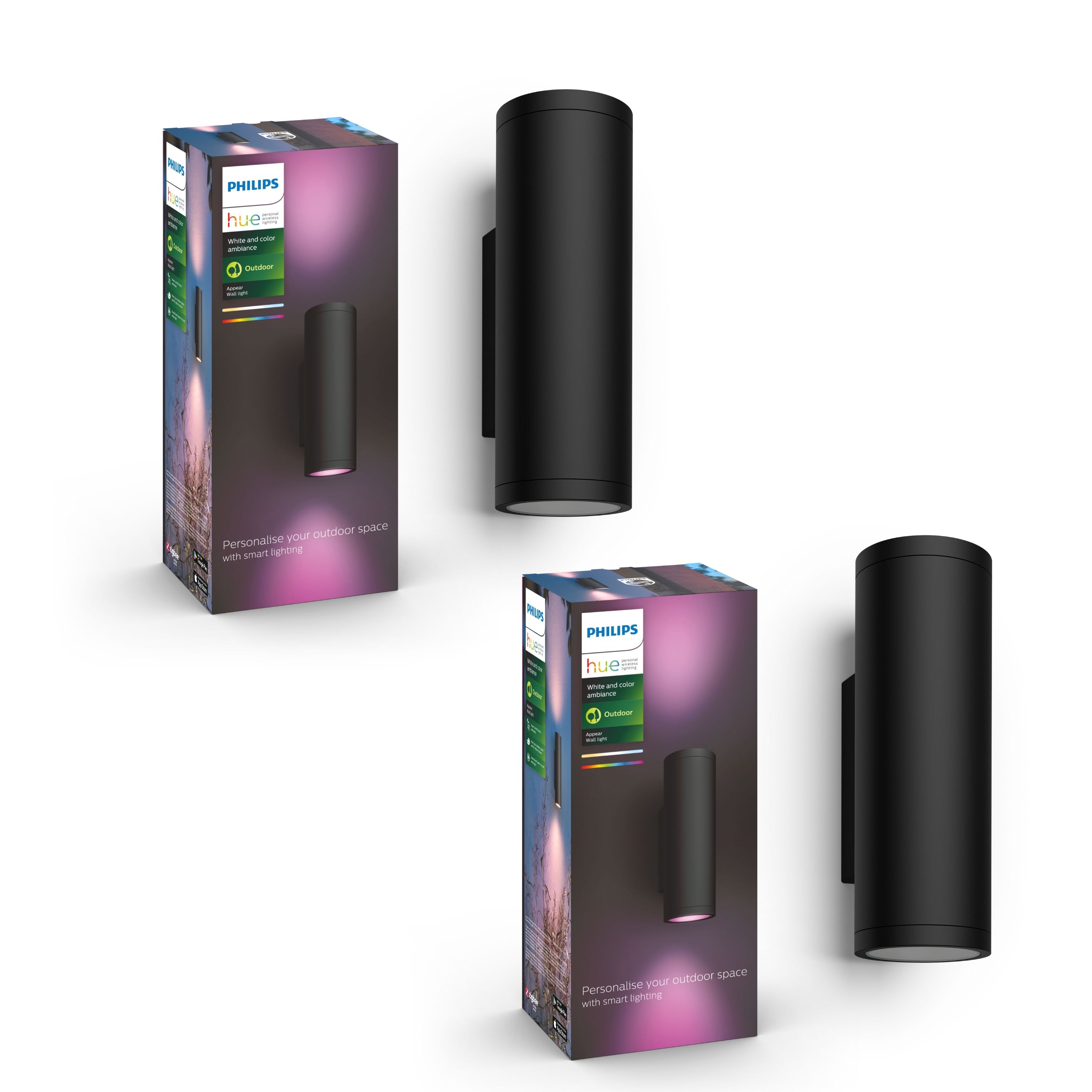 Philips Hue Appear Sort - Dobbelt væglampe-bundle Smart Home 8500993