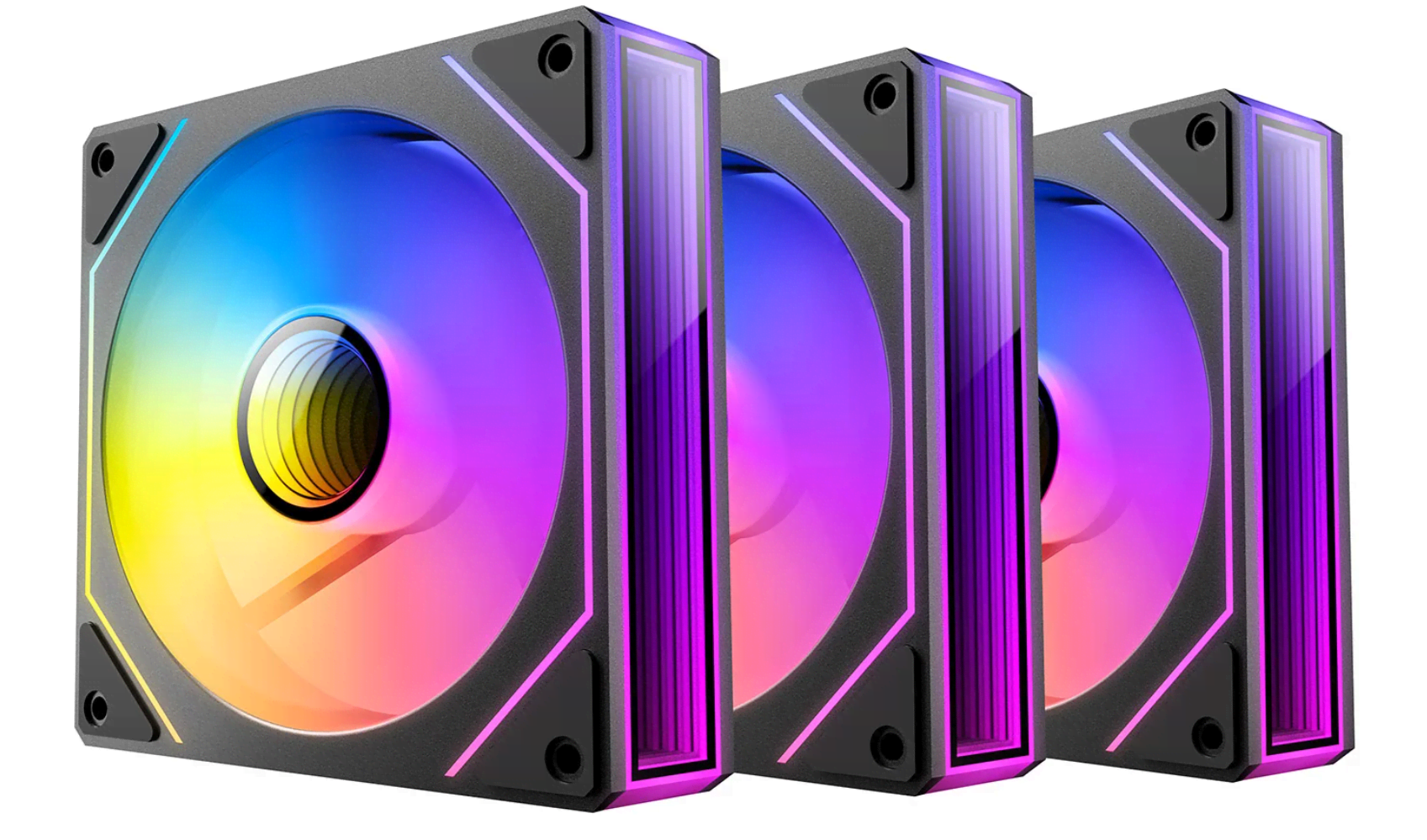DUTZO INF 120 PWM ARGB (3-pack) - Kabinet køler - 120mm - Sort med RGB LED lys - 28 dBA