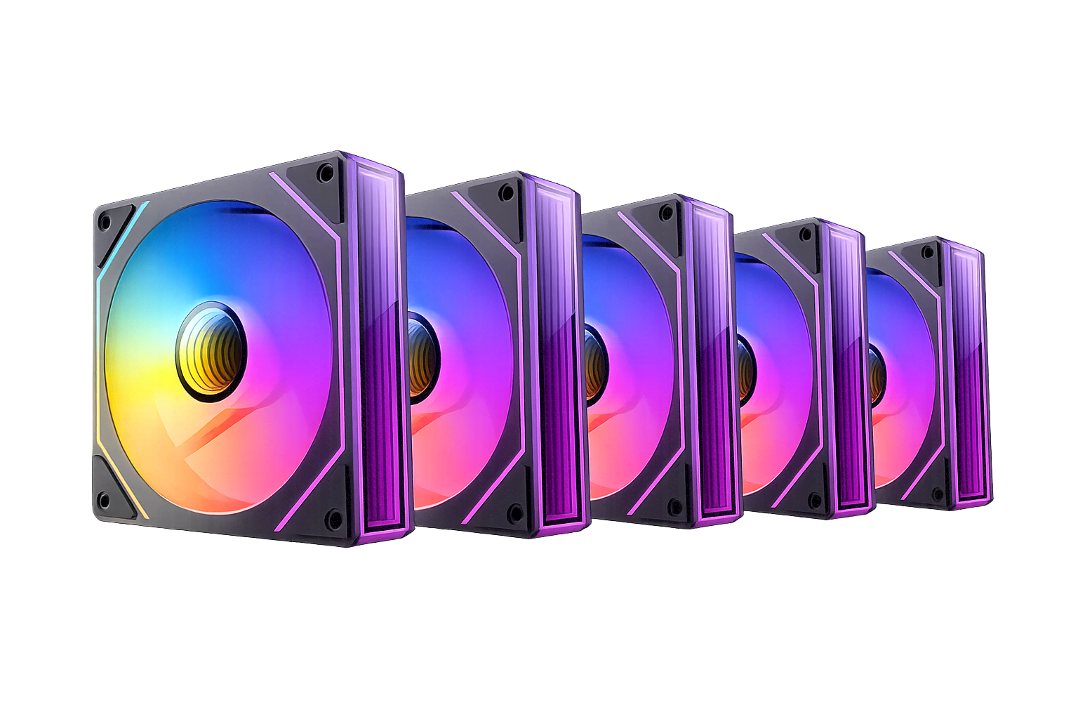 DUTZO INF 120 PWM ARGB (5-pack) - Kabinet køler - 120mm - Sort med RGB LED lys - 28 dBA Kabinetkøler 8501027