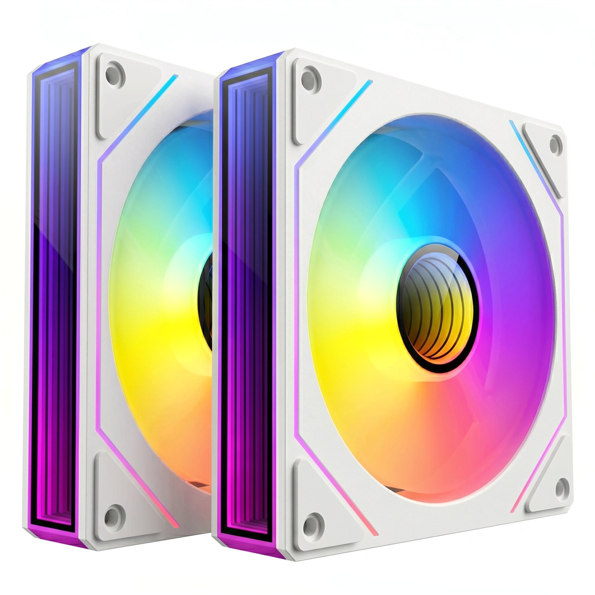 DUTZO INF 140 PWM ARGB (2-pack) - Kabinet køler - 140mm - Hvid med RGB LED lys - 28 dBA Kabinetkøler 8501027