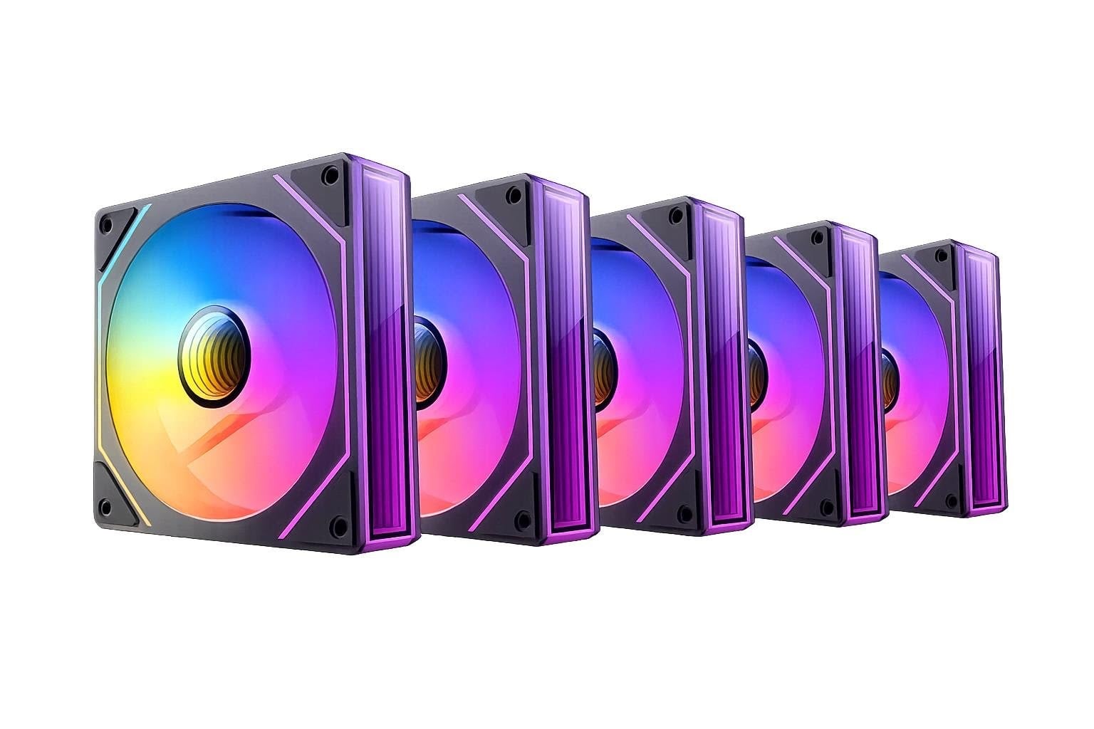 DUTZO INF 120 PWM ARGB Reverse (5-pack) - Kabinet køler - 120mm - Sort med RGB LED lys - 28 dBA