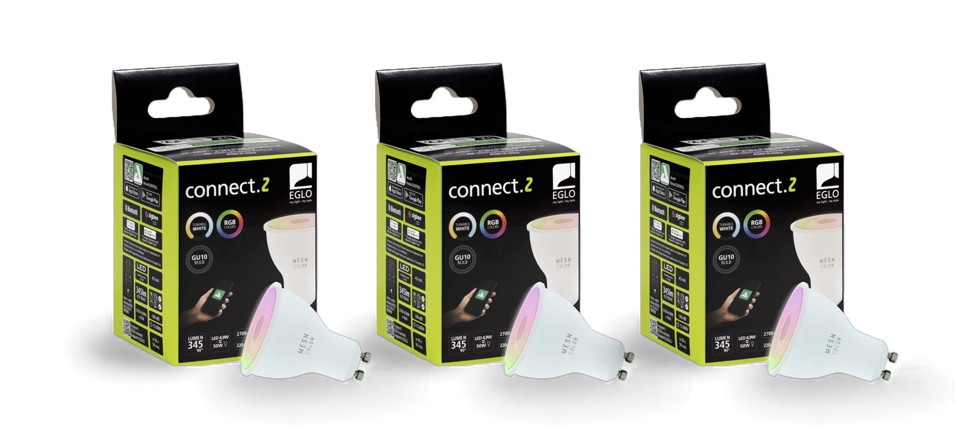 EGLO CONNECT.Z GU10 opal SMART pære M/FARVER(RGB) OG TUNABLE WHITE - 3 pak Smart Home 8501060