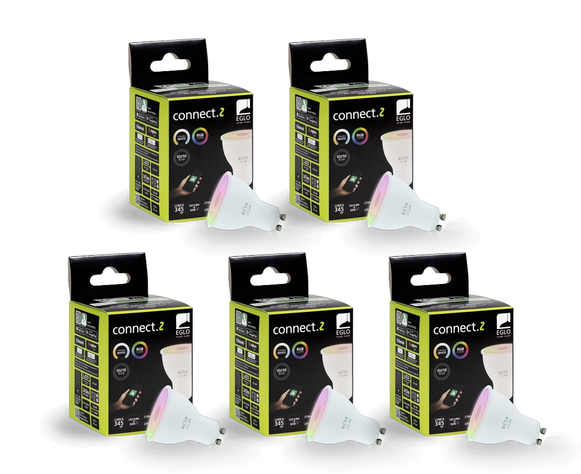 EGLO CONNECT.Z GU10 opal SMART pære M/FARVER(RGB) OG TUNABLE WHITE - 5 pak