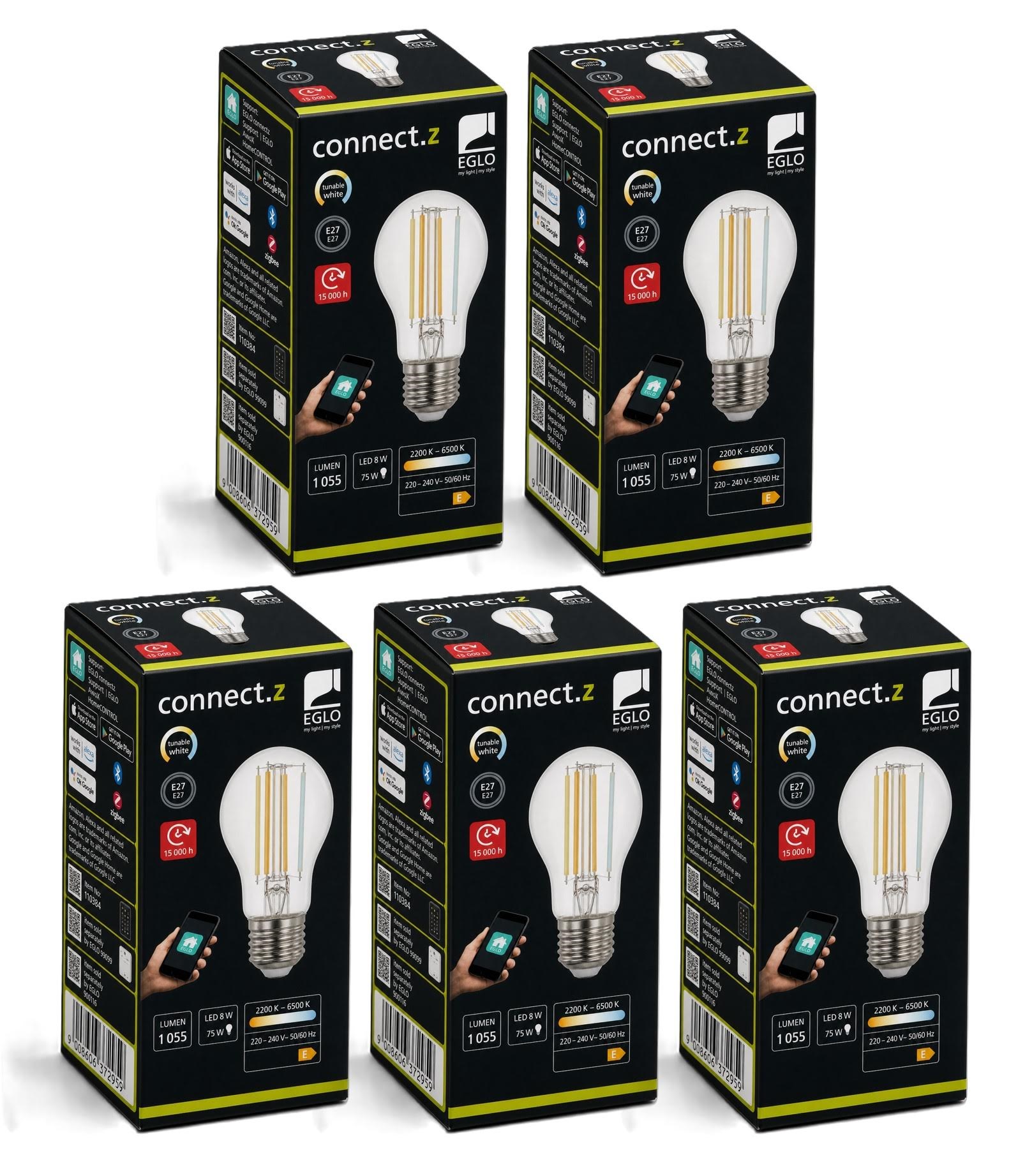 EGLO CONNECT.Z E27 A60 klar SMART pære M/TUNABLE WHITE - 5 pak Smart Home 8501069