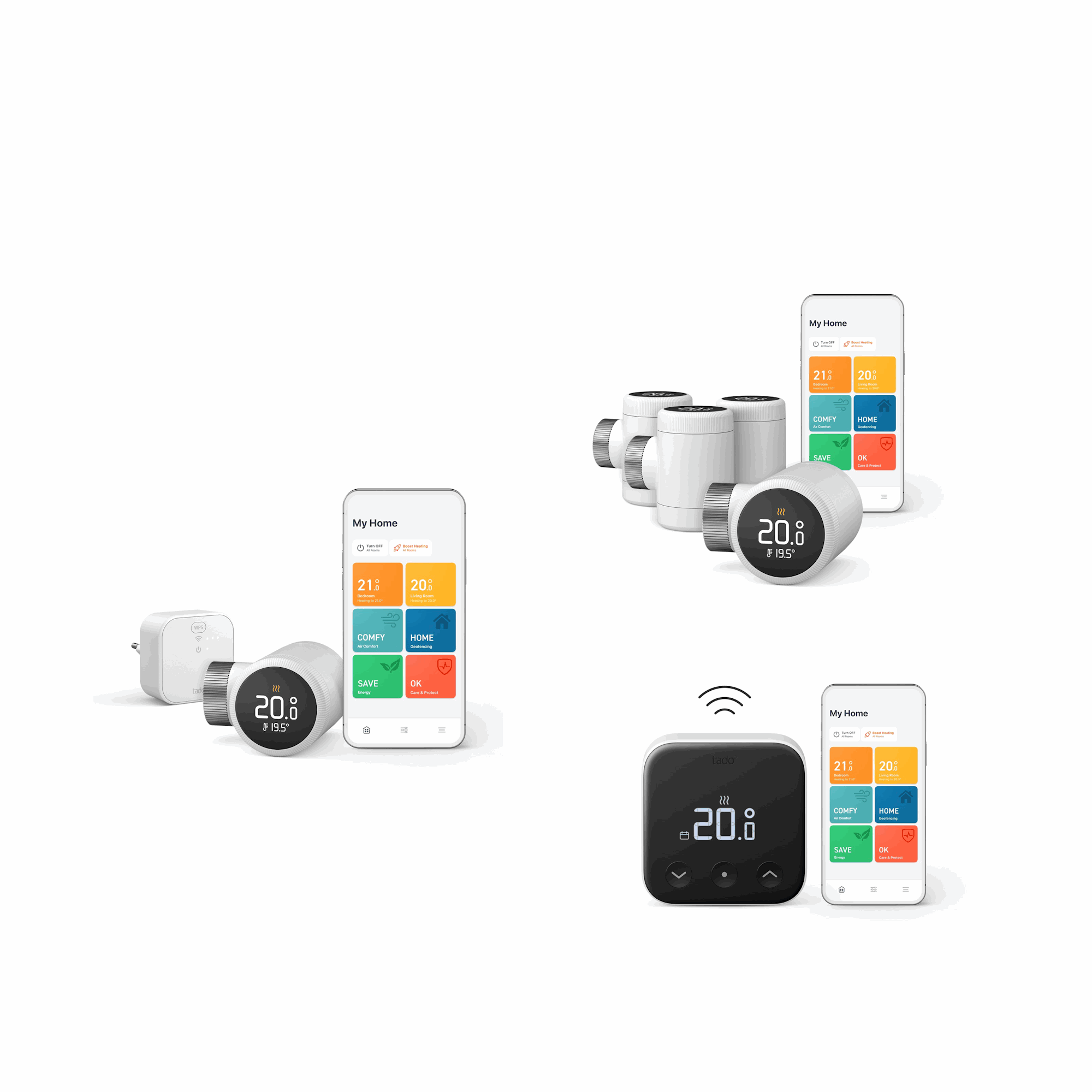 tado Startpakke med 5 smarte radiatortermostater X og 1 trådløs temperatursensor X Smart Home 8501106