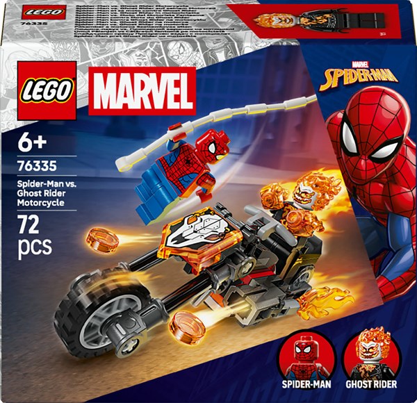 Spider-Man mod Ghost Rider på motorcykel