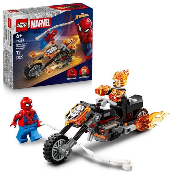 Spider-Man mod Ghost Rider på motorcykel