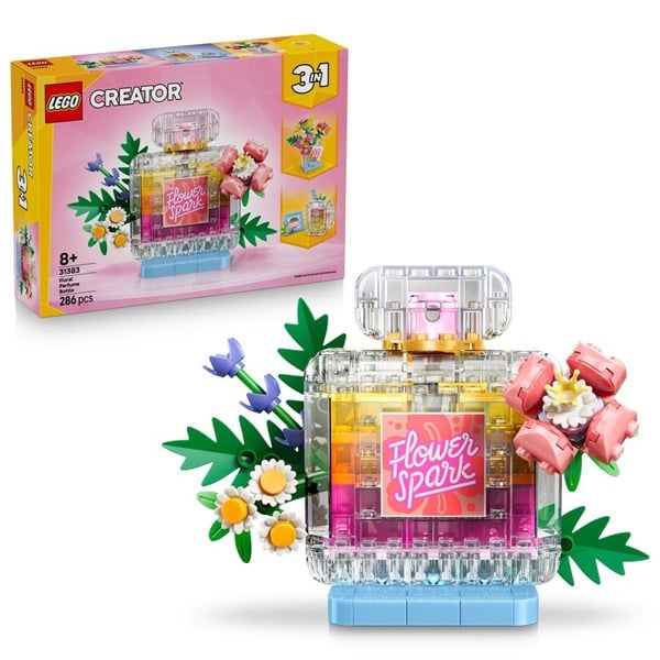 Blomsterpynt: Parfumeflaske