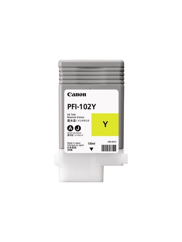 Canon LUCIA PFI-102 Y - 130 ml - gul - original - blækbeholder - for imagePROGRAF iPF510, iPF610, iPF650, iPF655, iPF750, iPF755, iPF760, iPF765, LP17, LP24