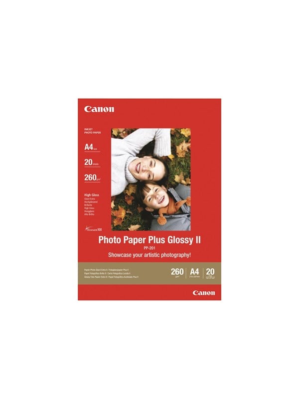 Canon Photo Paper Plus Glossy II PP-201 - Skinnende - 130 x 180 mm - 260 g/m² - 20 ark fotopapir - for PIXMA iP2700, iX7000, MG2555, MP520, MP610, MP970, MX300, MX310, MX700, MX850, TS7450