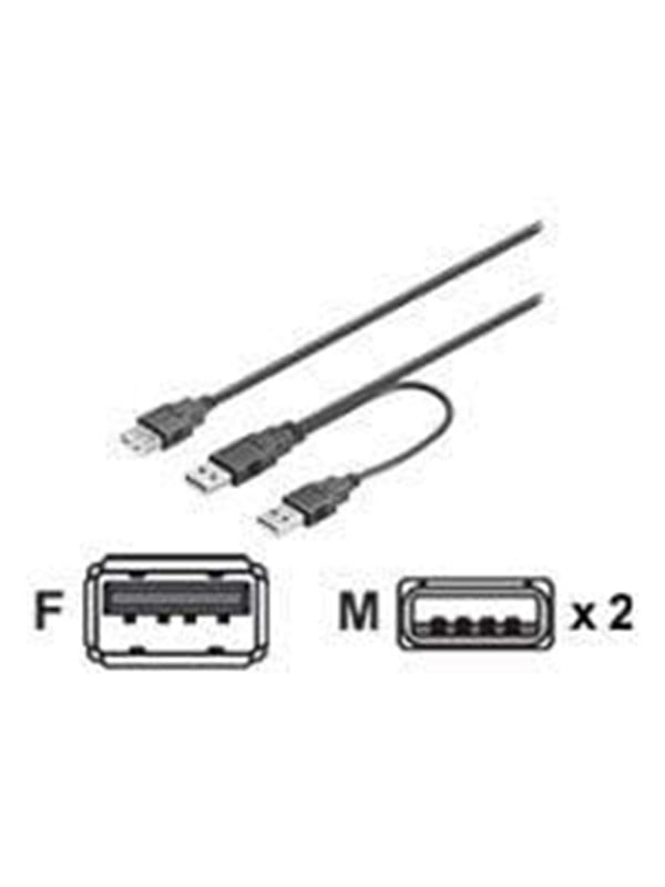 Deltaco USB 2.0 Y Cable 2xM -> 1xF -30cm