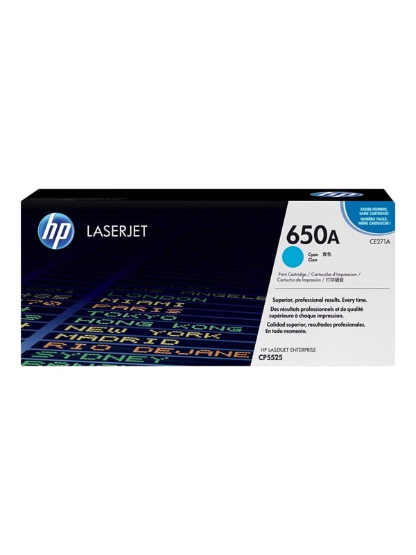 HP 650A - Cyan - original - LaserJet - tonerpatron (CE271A) - for Color LaserJet Enterprise CP5520, CP5525, M750