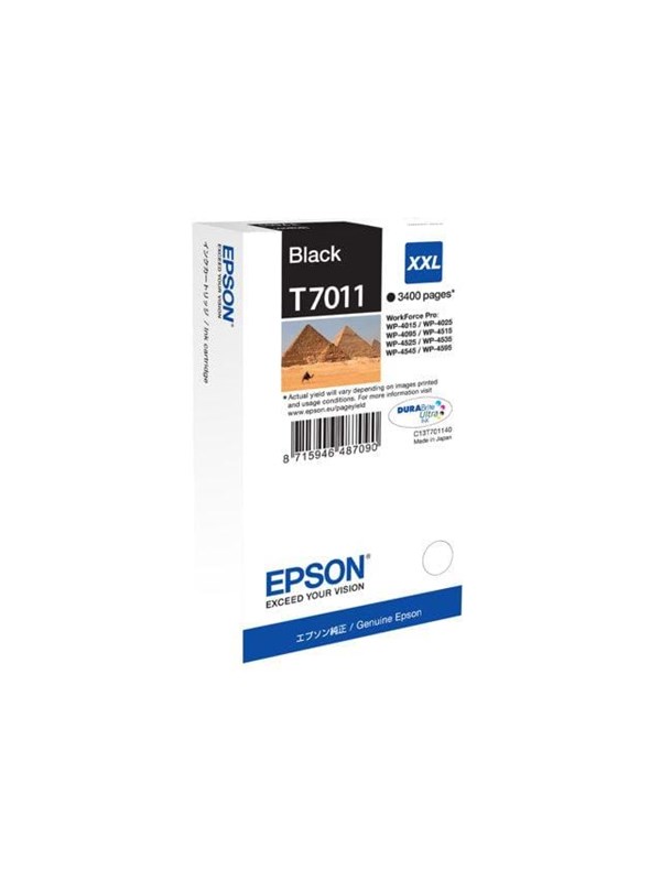 Epson T7011 XXL Ink Cartridge - Black - Blækpatron Sort