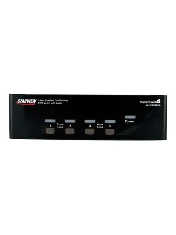 StarTech.com 4-Port Dual KVM Switch with Audio for DVI Computers - Built-in USB Hub (SV431DD2DUA) KVM / audio / USB switch