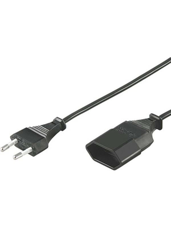 DELTACO DEL-109AD - Forlængerkabel til strøm - Europlug (han) lige til IEC 60906-1 (hun) lige - AC 250 V - 2.5 A - 2 m - sort