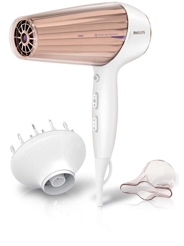 Philips HP8280/00 Hårtørrer, 2300w, fugtighedssensor - Hvid/bronze