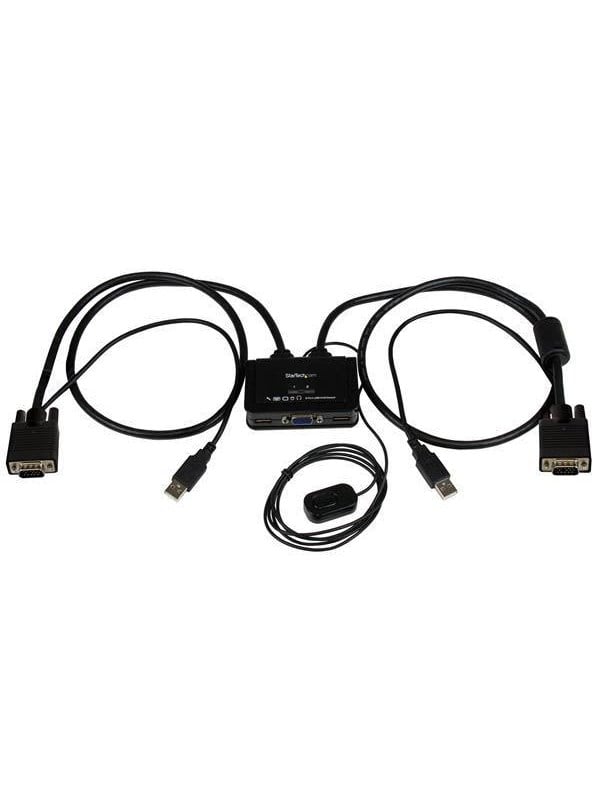 Startech 2 Port USB VGA Cable KVM Switch - USB Powered with Remote Switch - KVM with VGA - Dual Port VGA KVM Switch (SV211USB) - KVM switch - 2 x KVM port(s) - 1 lokalbruger - desktop