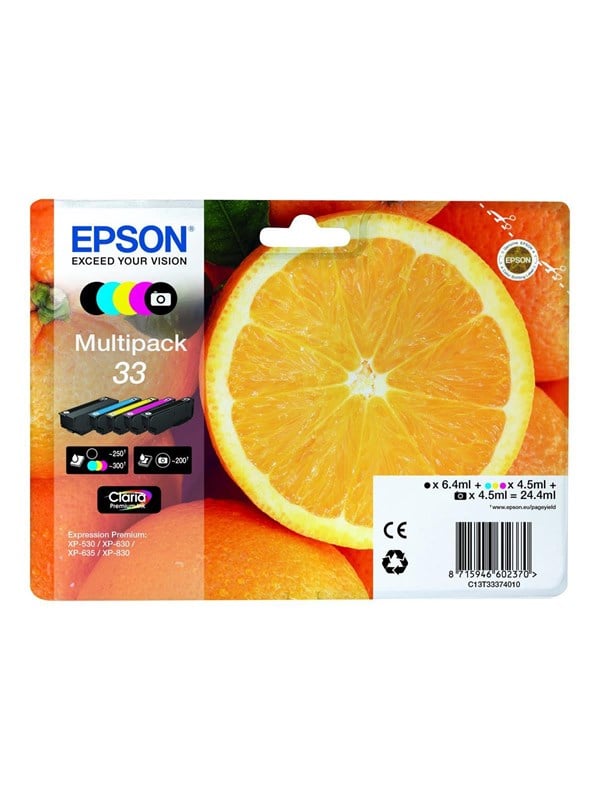 Epson 33 Multipack 5-Pack (Black Yellow Magenta Cyan Photo-Black)