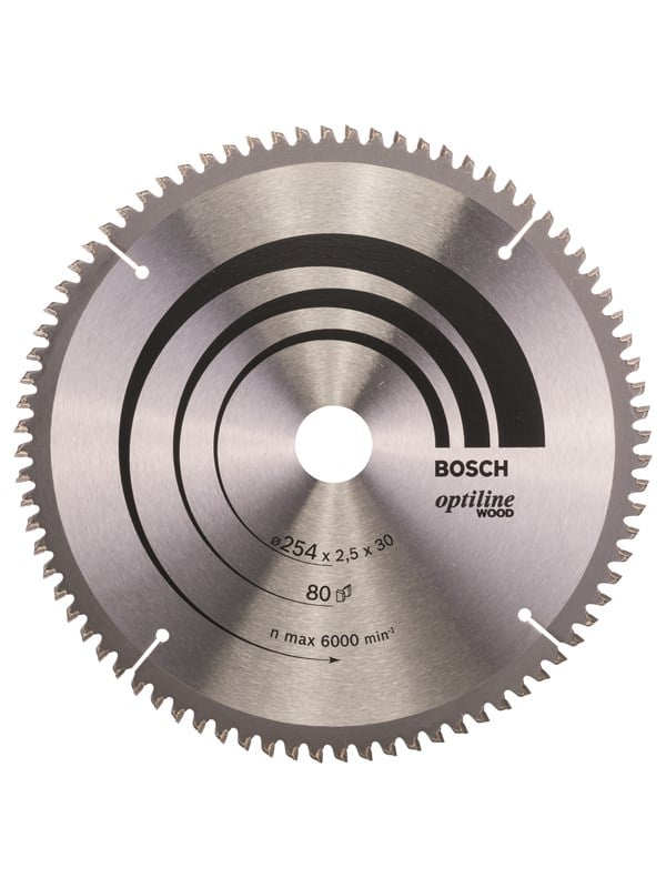 Bosch Rundsavsklinge Ø254x30mm 2,5mm 80t -5gr Træ - 2608640437