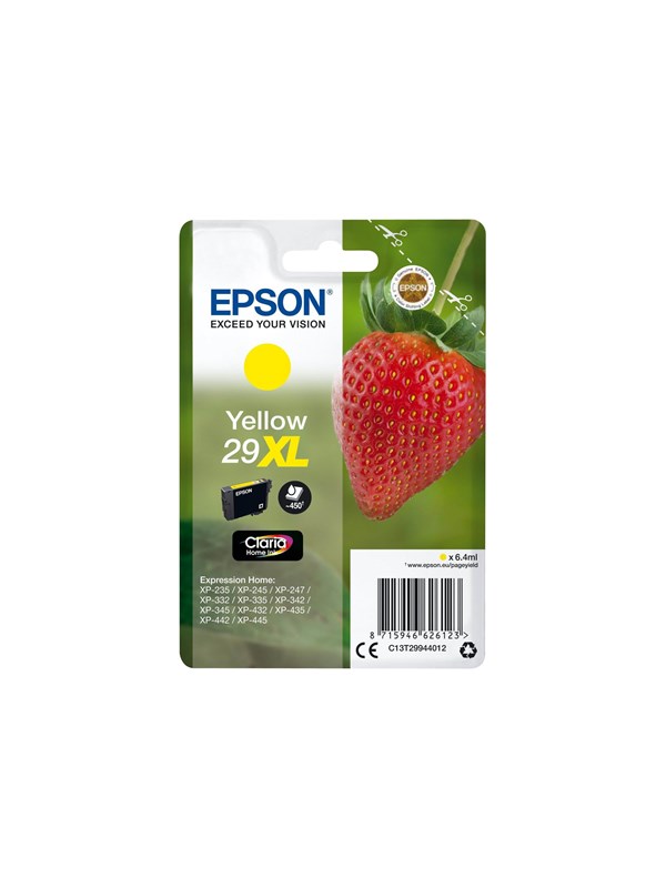 Epson 29XL - 6.4 ml - XL - gul - original - blister med RF/akustisk alarm - blækpatron - for Expression Home XP-235, 245, 247, 255, 332, 335, 342, 345, 432, 435, 442, 445, 455
