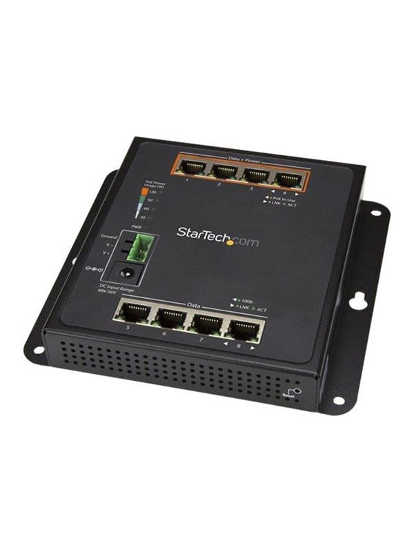 StarTech.com 8-Port (4 PoE+) Gigabit Ethernet Switch - Managed - Wall Mount with Front Access
