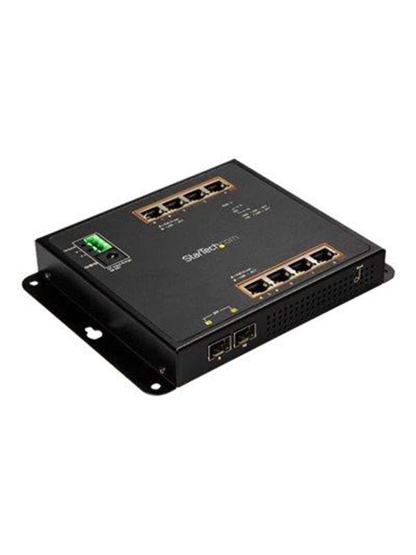 StarTech.com 8-Port PoE+ Gigabit Ethernet Switch plus 2 SFP Connections - Managed - Wall Mount with Front Access